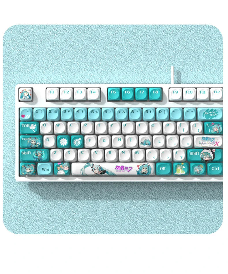 Miku Anime Theme Keycap 120keymoa Hight Pbt Heat Sublimation Personality Creative Customization Mechanical Keyboard Ke Ycap
