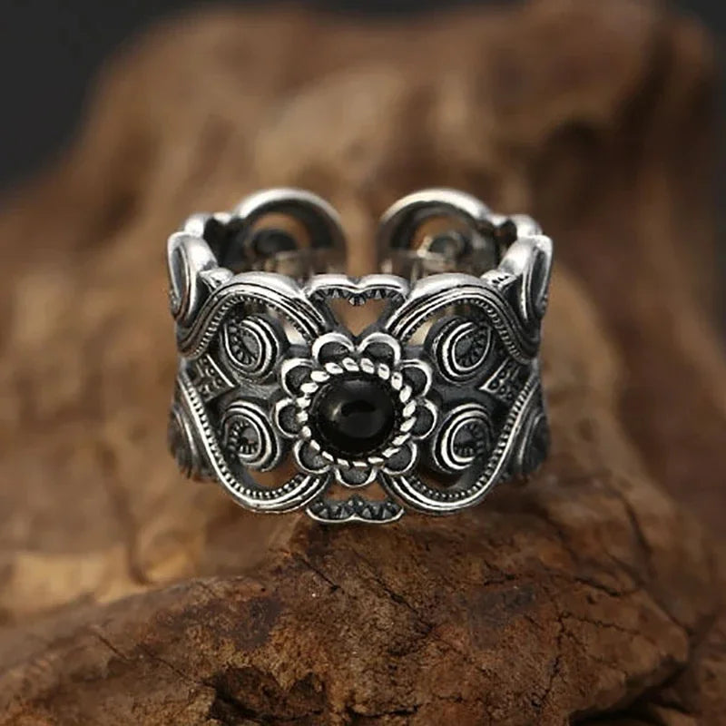 Devil Ram Horns Skull Open Ring for Men's Retro Satanic Cross Religious Amulet Jewelry