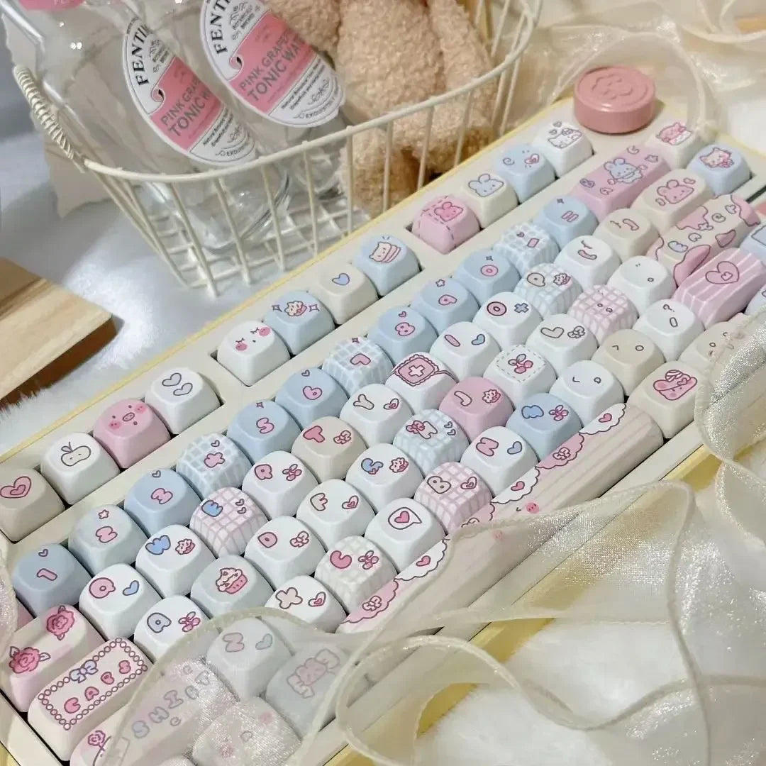 123 Keys ROA Profile Keycap customization Gift Cute rabbit PBT Keycaps Cute Key Cap Dye-Sub Mechanical Keyboard Keycap MX Switch