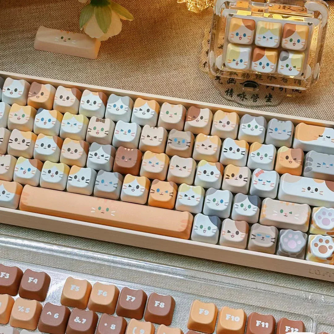 142 Keys Customized Gift Cute Cat keycaps New MAO Keycaps Square Thermal Sublimation Mechanical Keyboard 2.25 U 2.75U for Alice