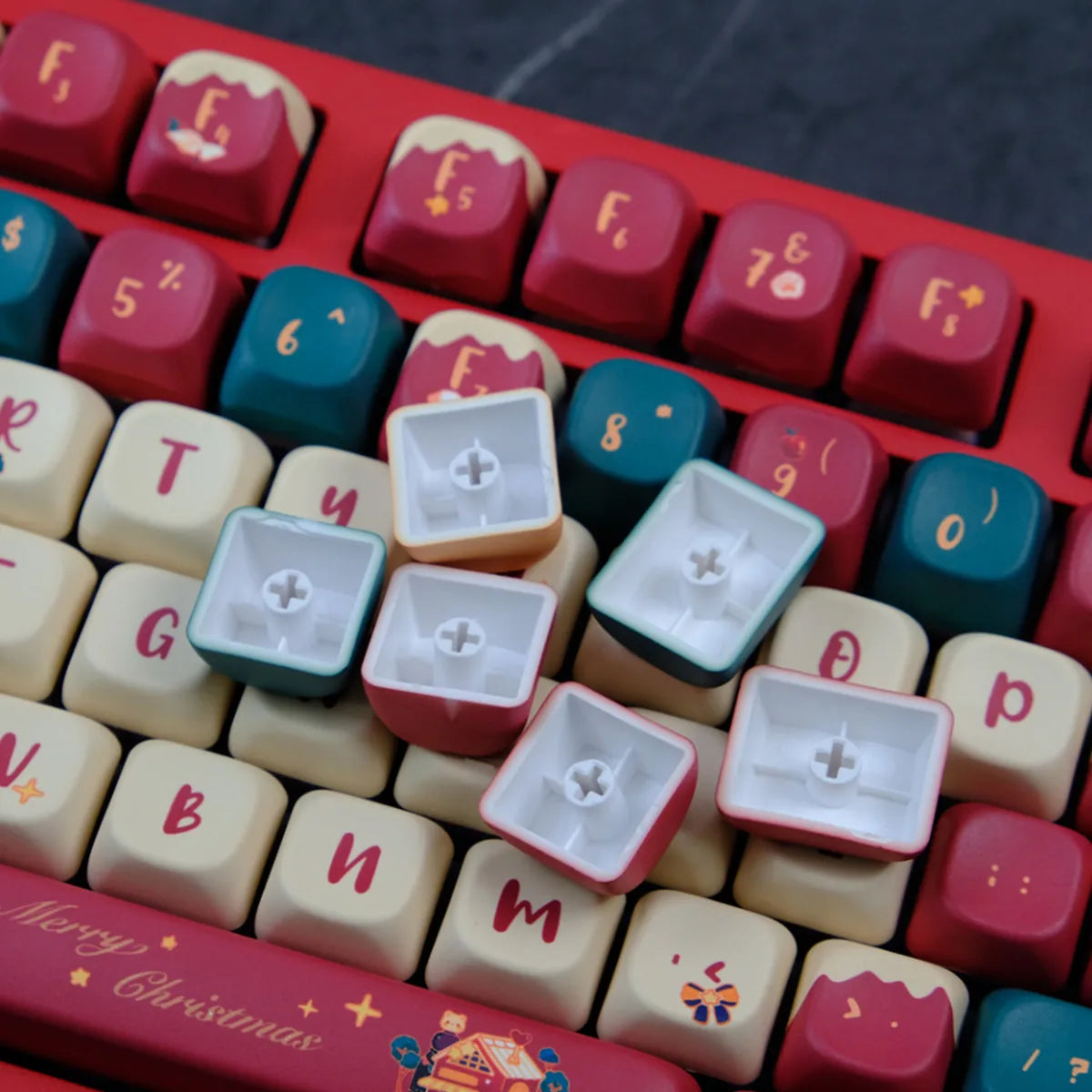 PBT Material Colorful rabbit and bear Dye Sublimation FOA Profile Keycap Set For MX switches Gaming Mechanical Keyboard