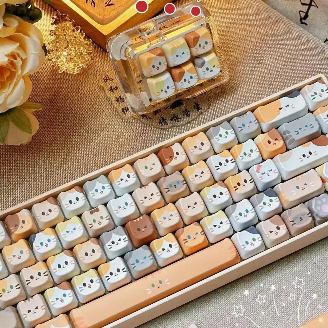 142 Keys Customized Gift Cute Cat keycaps New MAO Keycaps Square Thermal Sublimation Mechanical Keyboard 2.25 U 2.75U for Alice