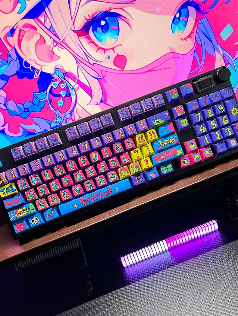 PIIFOX SPOTGUY Jointly 《Quiet&Cool》 PBT Original Profile Keycaps 5-Sided Heat Sublimation 146 Keys Custom  Keyboard Replacement