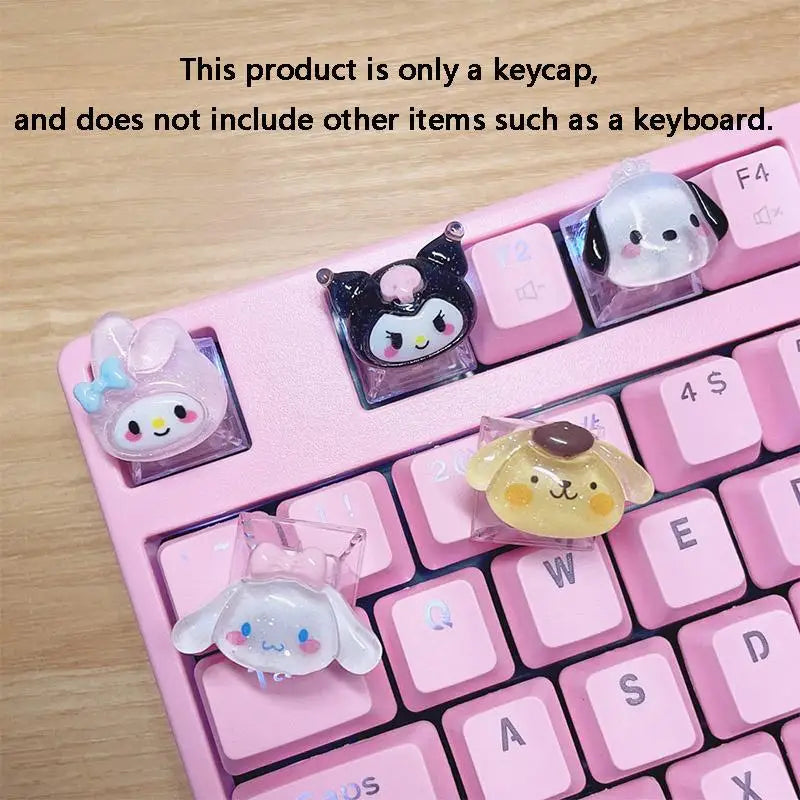 Kawaii Sanrio My Melody Cinnamoroll Kuromi Keycap Esc Base Transparent Cross Axis Mechanical Keyboard Keycaps Decorate Girl Gift