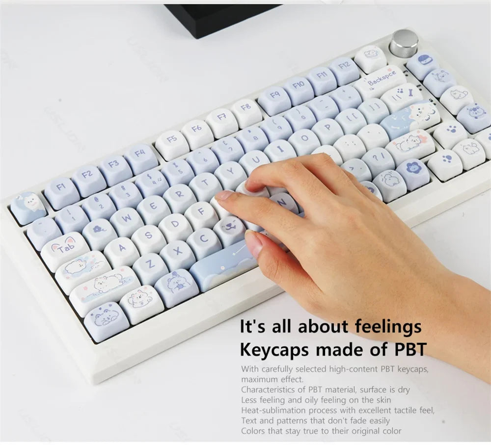 95/132 Keys Cute Cartoon Animals Theme Keycaps MAO Profile DIY PBT Dye Sublimation Key Caps for Mechanical Keyboard MX Switch