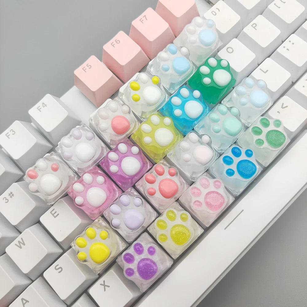 Games Backlit Keycap Cat Paw Cute DIY Key Cap for Mechanical Keyboards Personalized Transparent Crystal Keycap Cherry MX Axis
