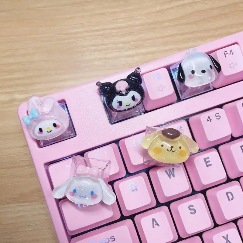 Kawaii Sanrio My Melody Cinnamoroll Kuromi Keycap Esc Base Transparent Cross Axis Mechanical Keyboard Keycaps Decorate Girl Gift