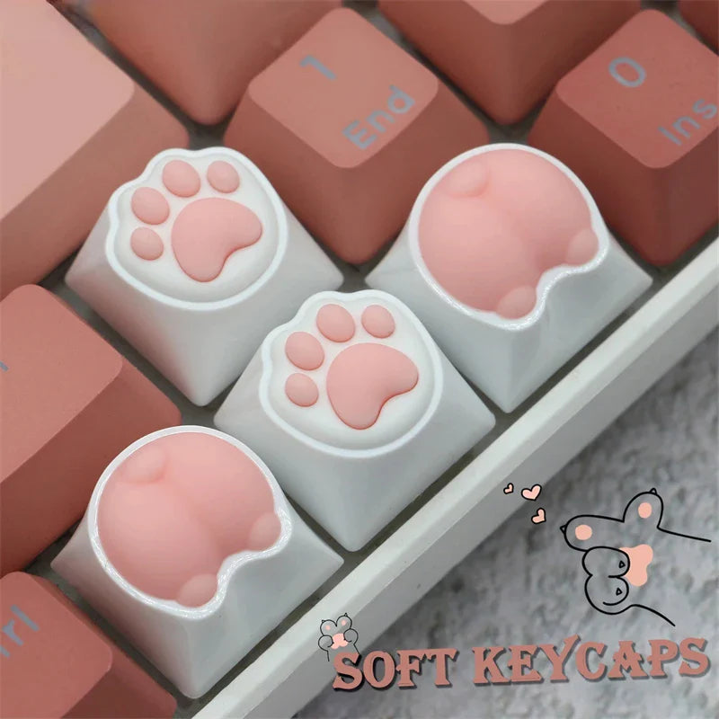 1 Pc Pink Cat Claw Key Cap Mechanical Keyboard Single Silicone Cat Butt Key Cap Girly Heart Computer Peripherals