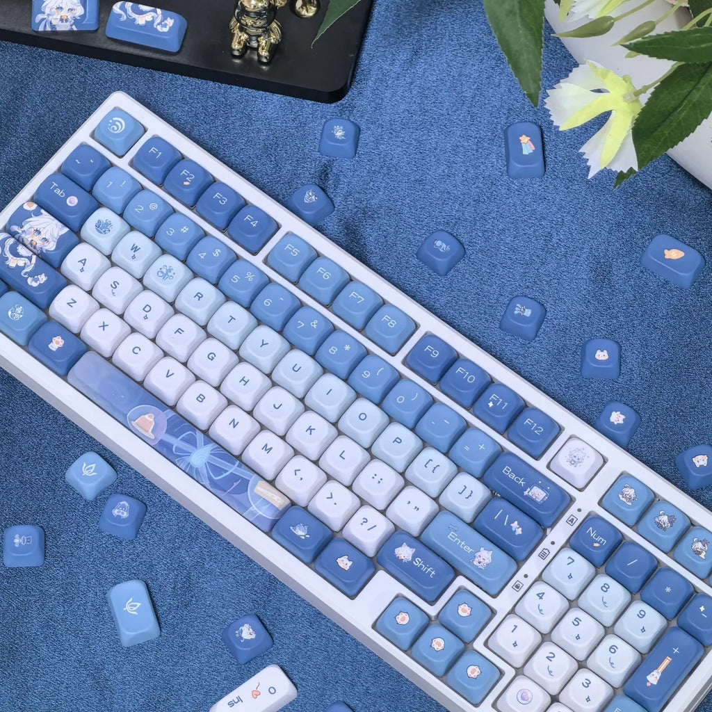 Genshin Impact Theme Xiao Keycaps MOA Profile PBT Sublimation Mechanical Keyboard Caps Cartoon Character Gamer XIAO Keycap