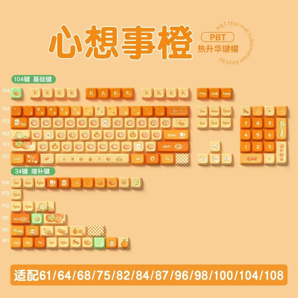 MDA Cartoon Personalized Keycap Set PBT Large Set Creative for MX Switch 60/84/90/104/108 Gaming Mechanical Keyboards
