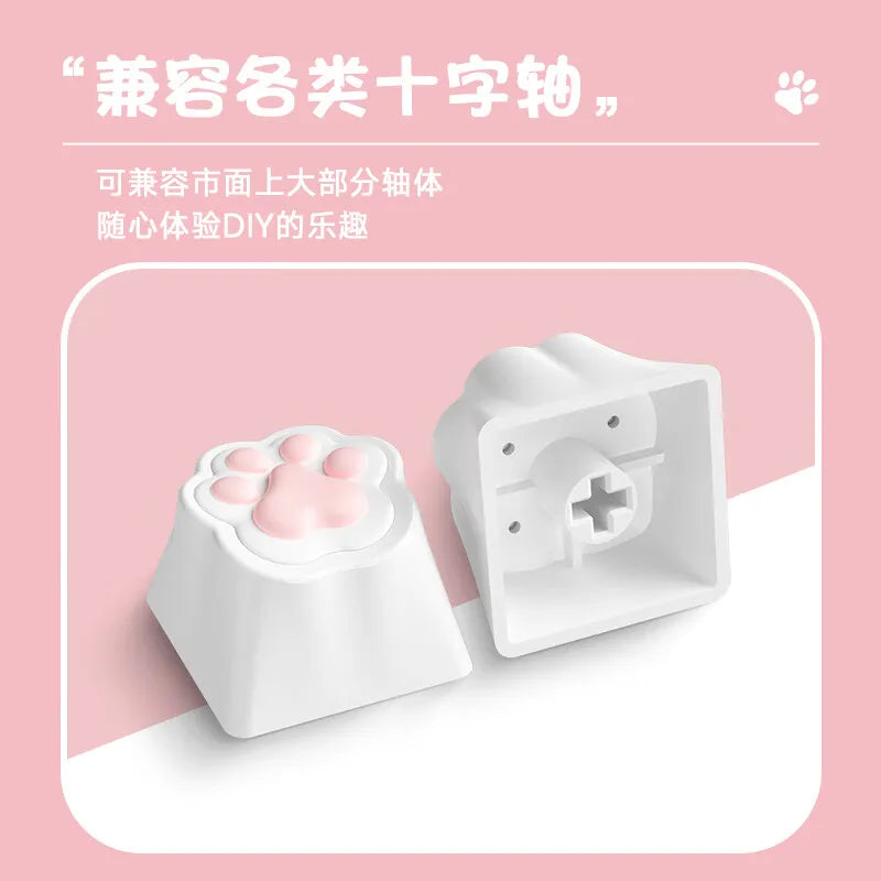 AKKO Keycap Soft Cute Cat Claw Rock Paper Scissors Like Kawaii Keycaps PC Silicone OEM Height ABS Material Girl Custom Key Caps