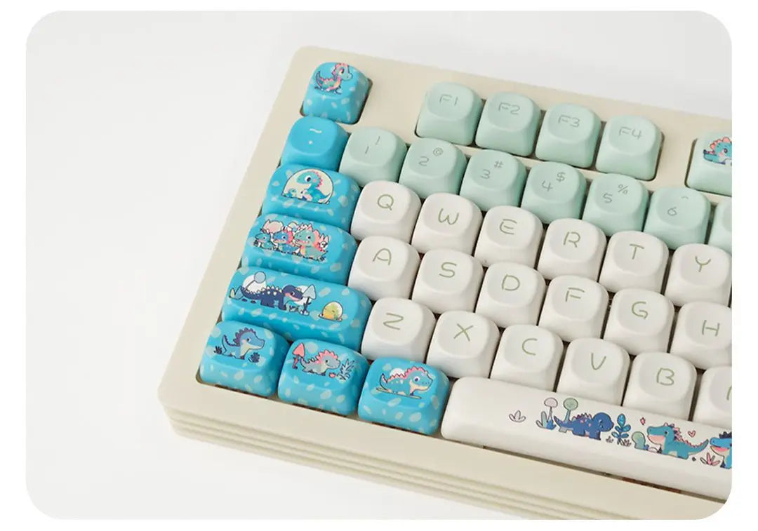Blue Cute Little Dinosaur Cartoon Keycaps Personalized Round Creative Keycaps MOA Height PBT Sublimation Color DIY Keycaps