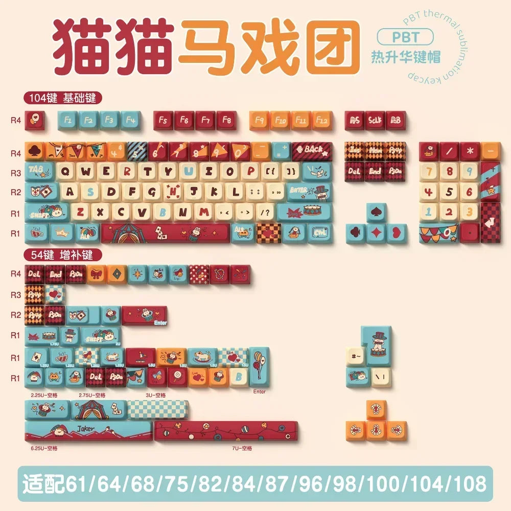 MDA Cartoon Personalized Keycap Set PBT Large Set Creative for MX Switch 60/84/90/104/108 Gaming Mechanical Keyboards