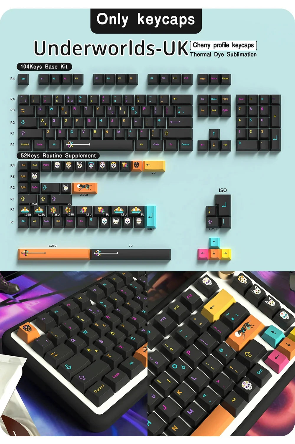 KYOMOT GMK Mictlán Theme Keycap PBT Underworld Keyboard Cap Cherry Profile Key Cap for MX Switch Mechanical Keyboard Accessory