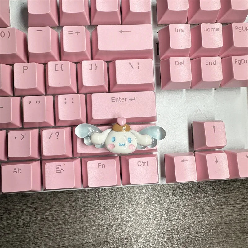 DIY Cute Cartoon Hello Kt Kuromi Keycap 6.25u Spacebar Gaming Mechanical Keyboard Cross Axis Pink White Keycap 2.75 Shift Keycap