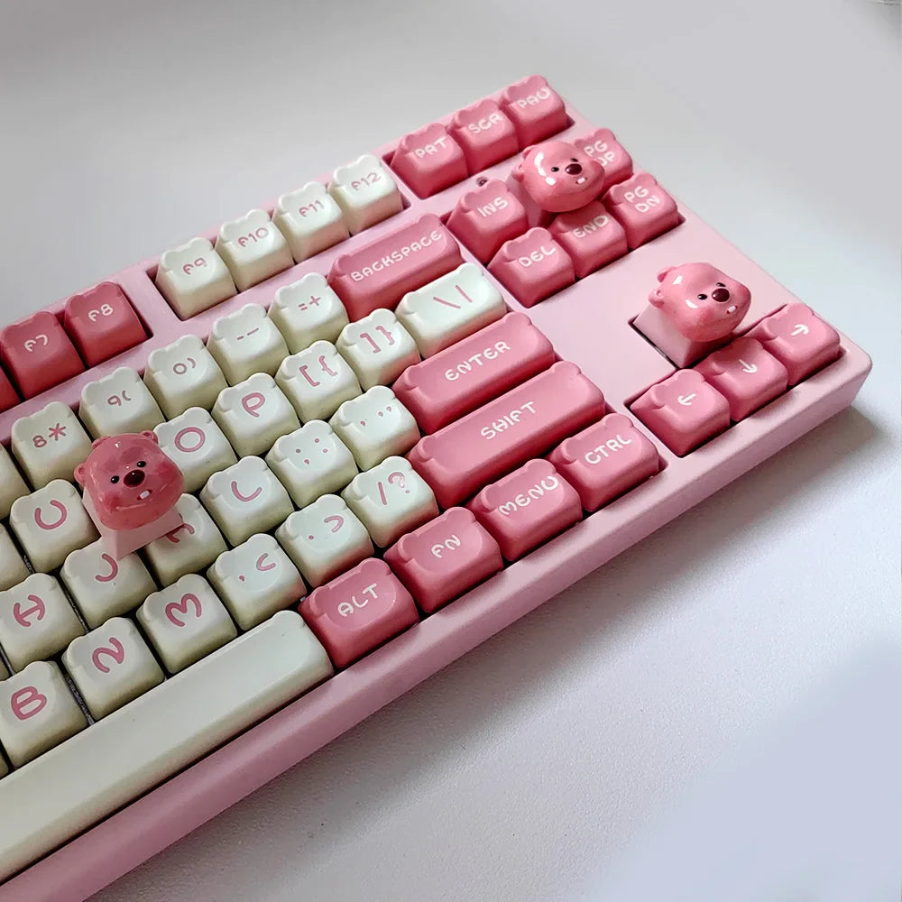 Cute 3D Cartoon Beaver Ruby Personalized Keycap for Mechanical Keyboard Pink ESC Decorative Keycap Loopy Keycap
