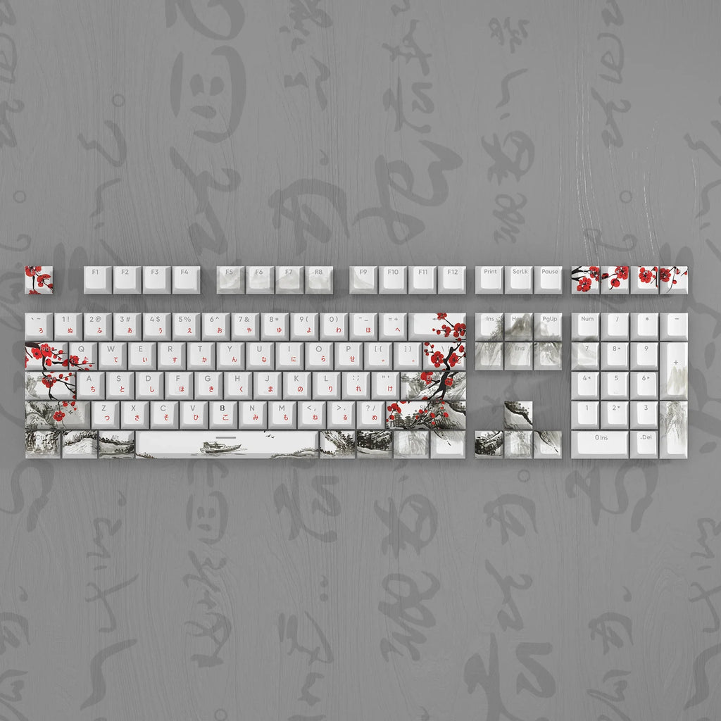 Plum blossom Double Shot Keycaps PBT Cherry Profile Backlit Keycap For GMK67/68/75/87/980/104 Mechanical Gaming Keyboard Caps