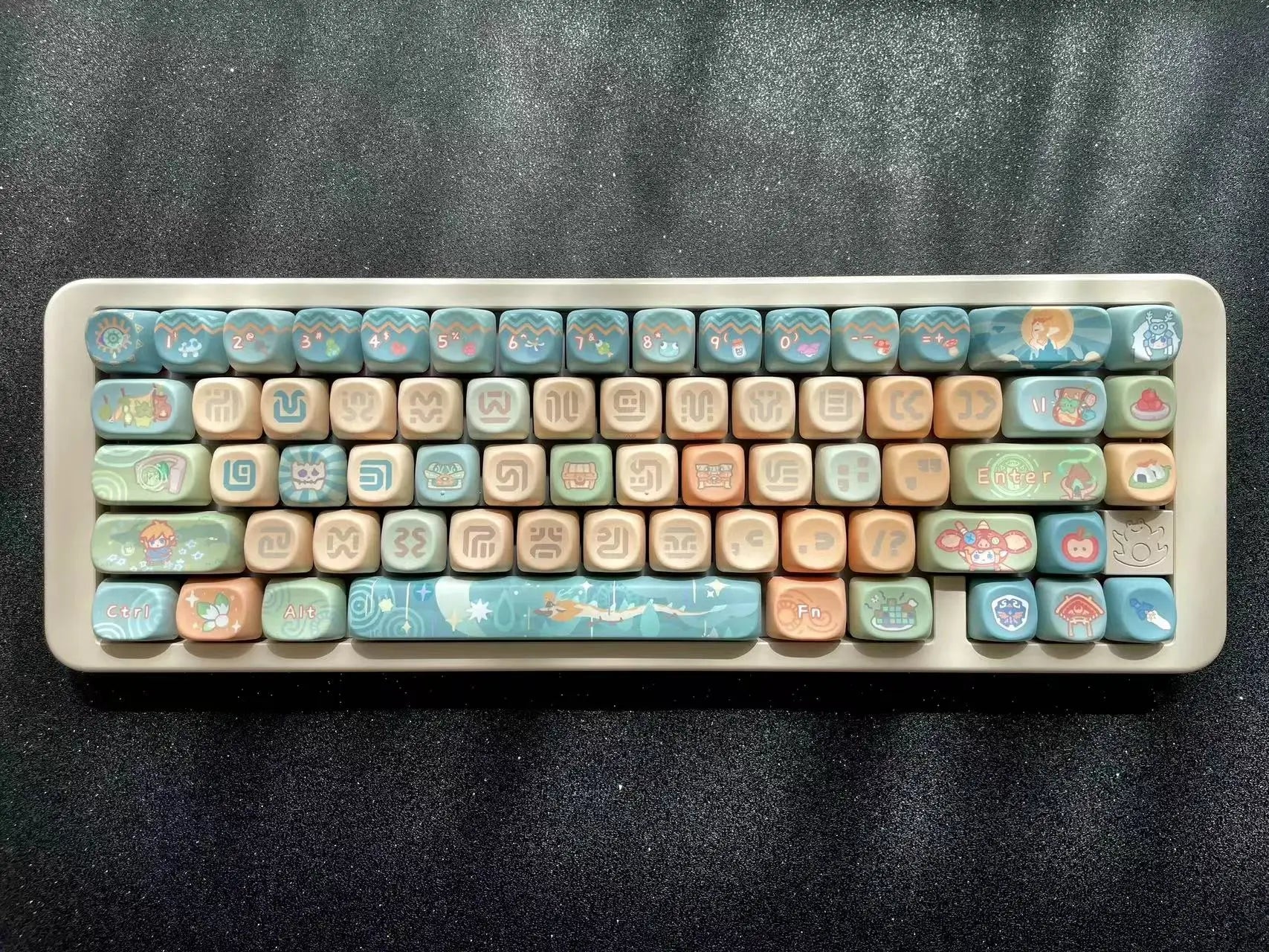Dragon Tears Keycaps MOA/SOA Keycap Customized Cute Keycaps PBT Original Artist Green Keycap for Alice/ANSI Mechanical Keyboard