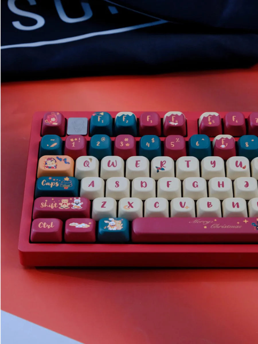 PBT Material Colorful rabbit and bear Dye Sublimation FOA Profile Keycap Set For MX switches Gaming Mechanical Keyboard
