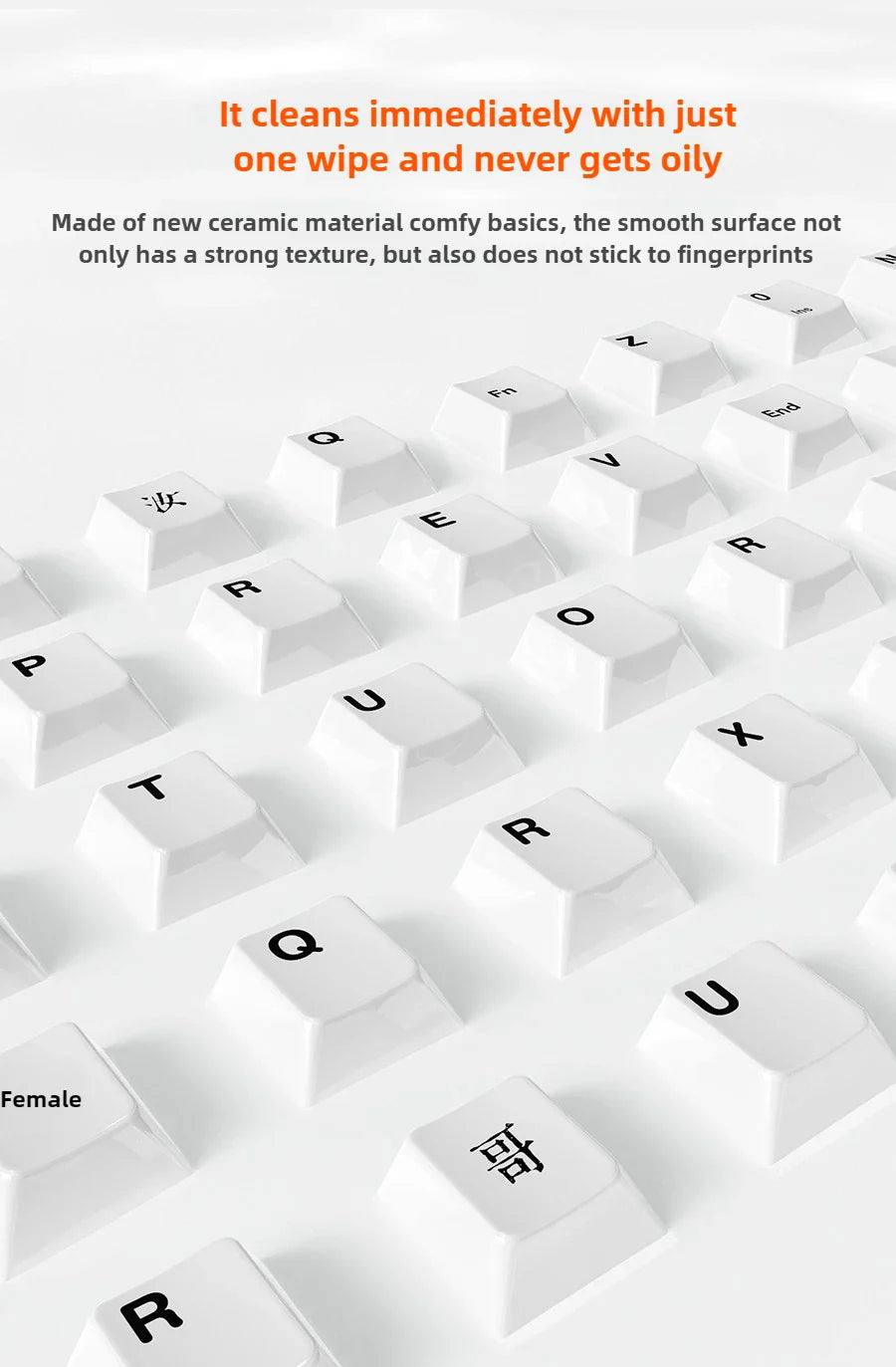 Ceramic Keycaps Set 123/101-key Smooth Surface Tough and Resistant To Falling HIFI Cross Axis Mechanical Keyboard WASD Keycap