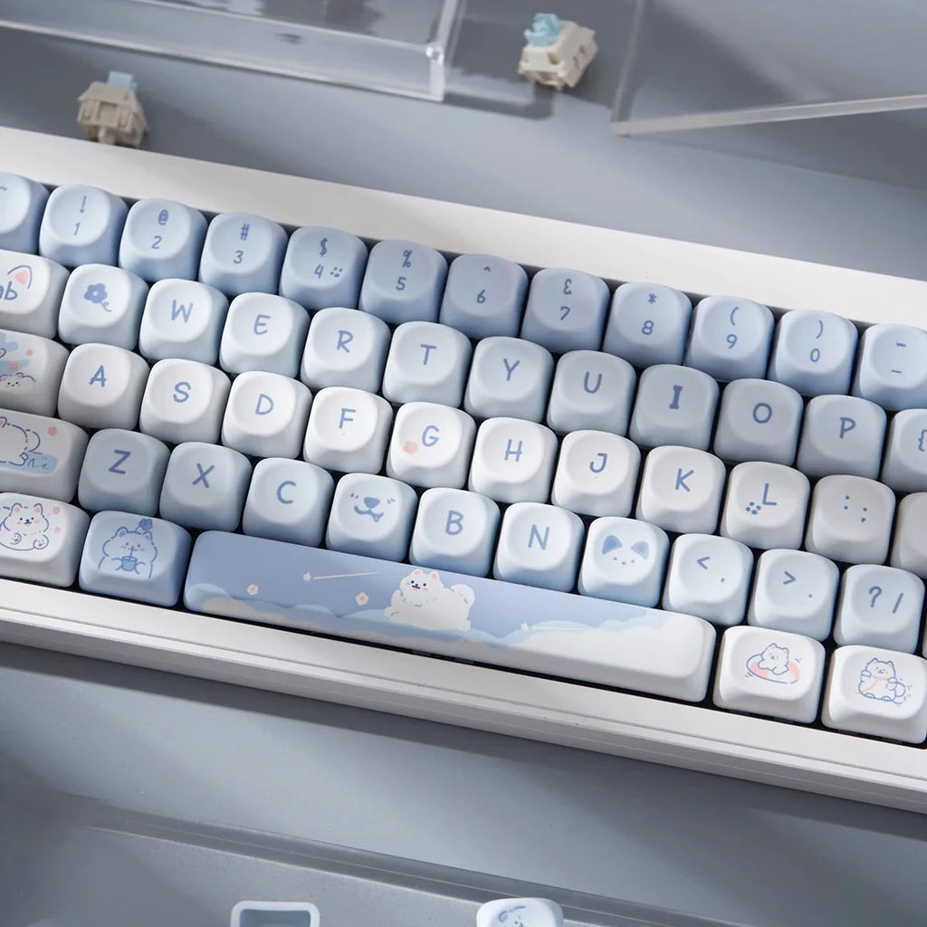 95 Keys artoon Cute Puppy Cat Kitty Keycaps GMK PBT Keycap MOA Profile Dye Sublimation For  DIY Mechanical Keyboard Girls Gift