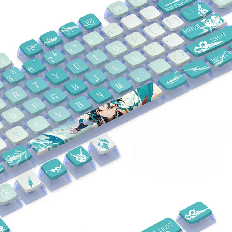 Genshin Impact Theme Xiao Keycaps MOA Profile PBT Sublimation Mechanical Keyboard Caps Cartoon Character Gamer XIAO Keycap
