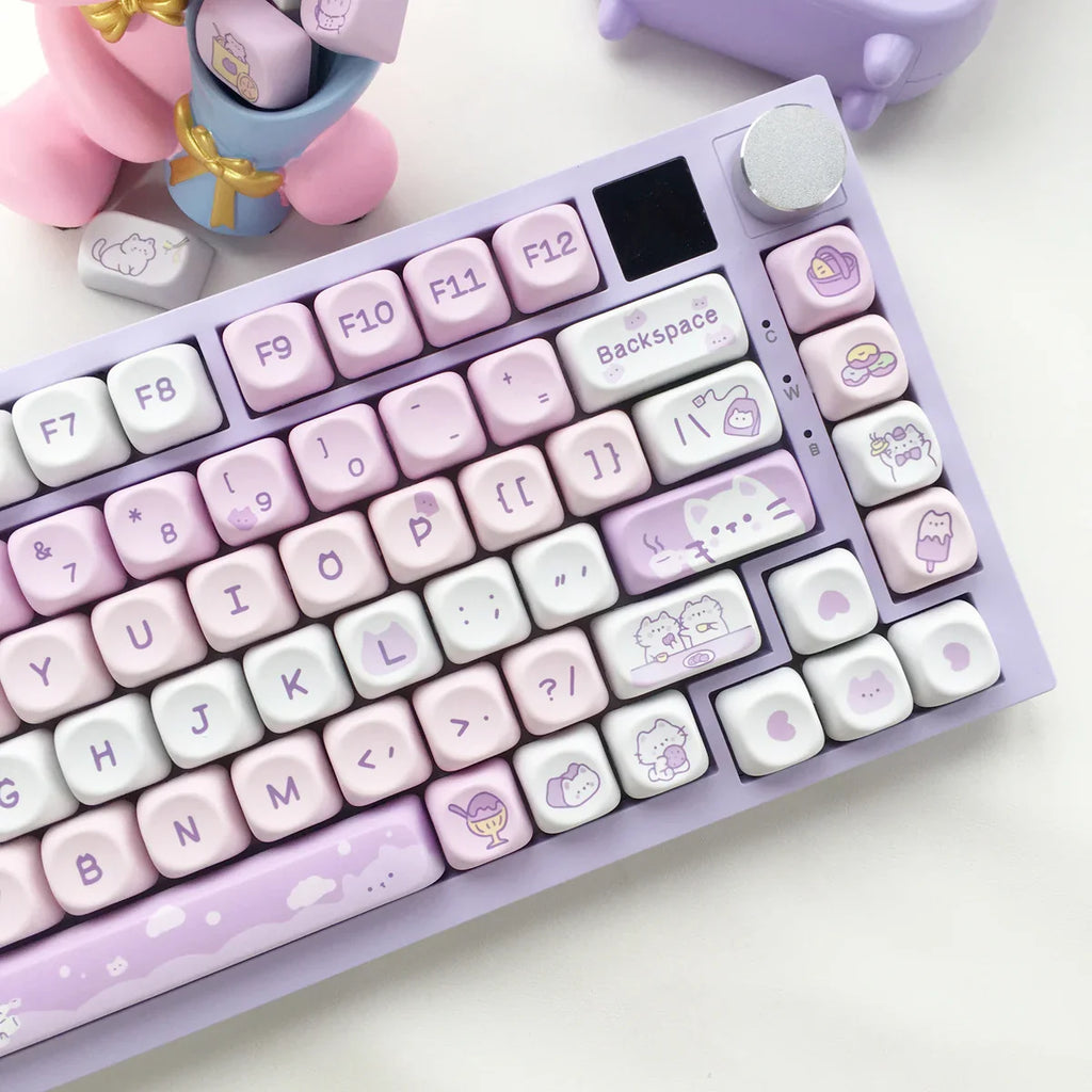 95/132 Keys Cartoon Keycaps PBT Hakimi Dog Cats Keycap MOA Profile Dye-Subbed Keycap For Mechanical Keyboard Key caps Girls Gift