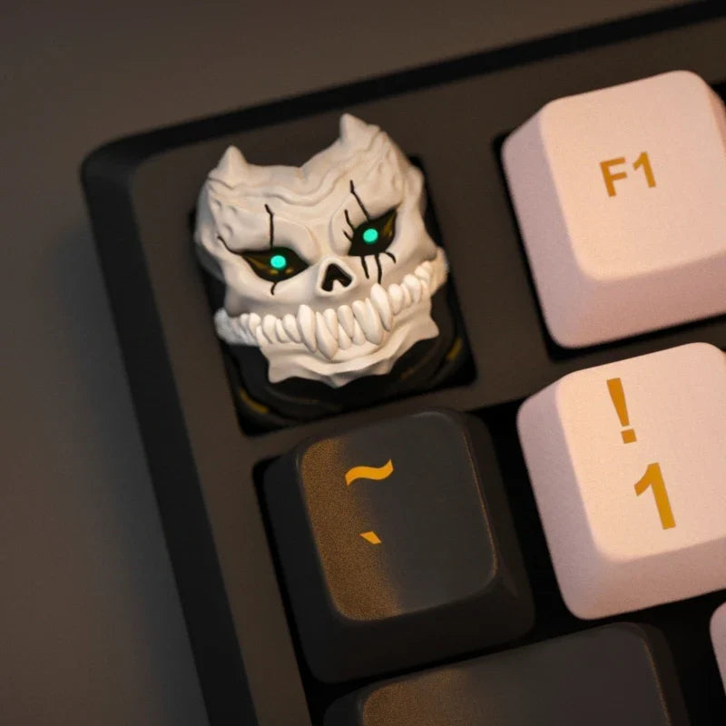 Monster Keycaps Custom White Cool Skull Cross Axis Mechanical Keyboard Keycaps Original Design 3D Resin Handmade Cartoon Keycaps