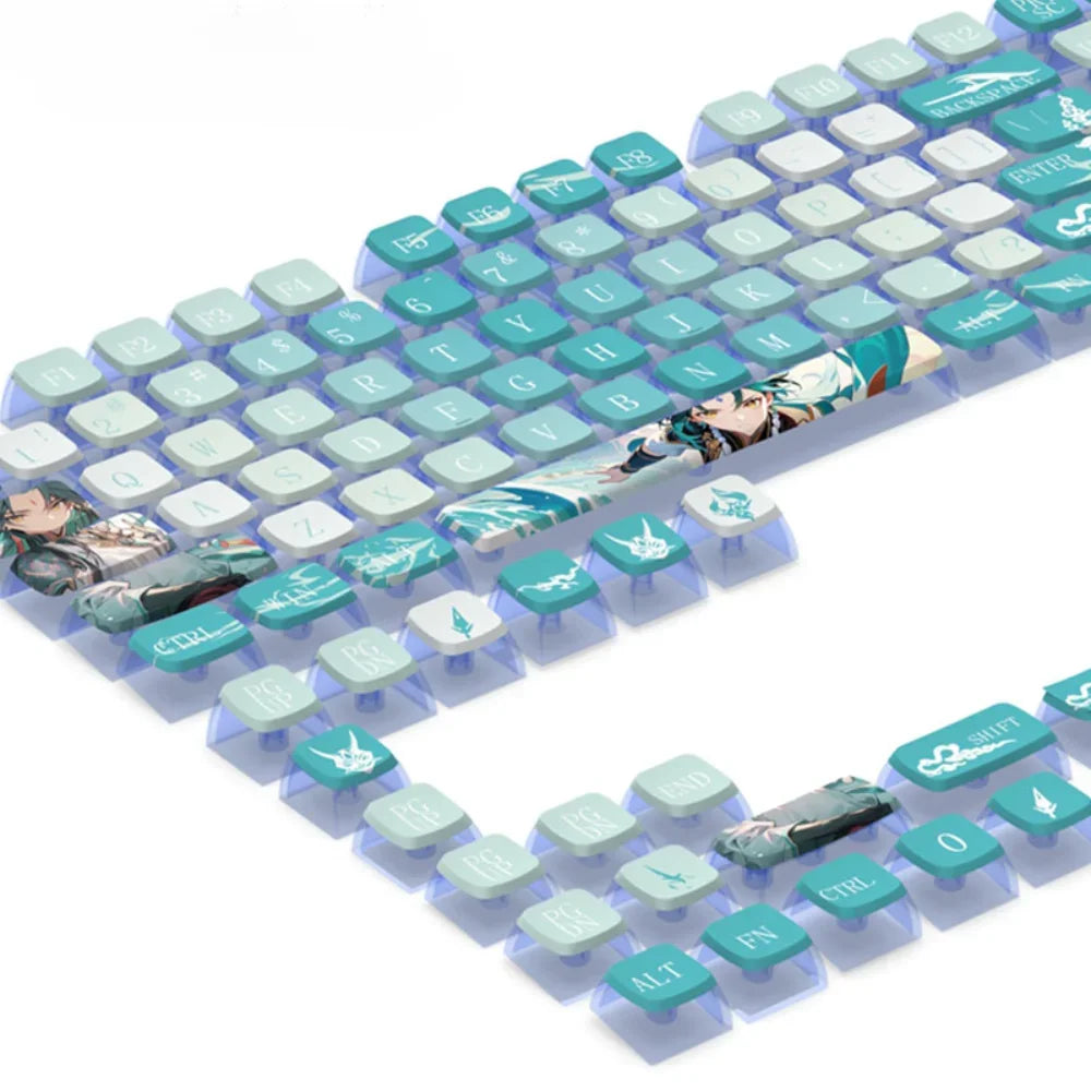 Genshin Impact Theme Xiao Keycaps MOA Profile PBT Sublimation Mechanical Keyboard Caps Cartoon Character Gamer XIAO Keycap