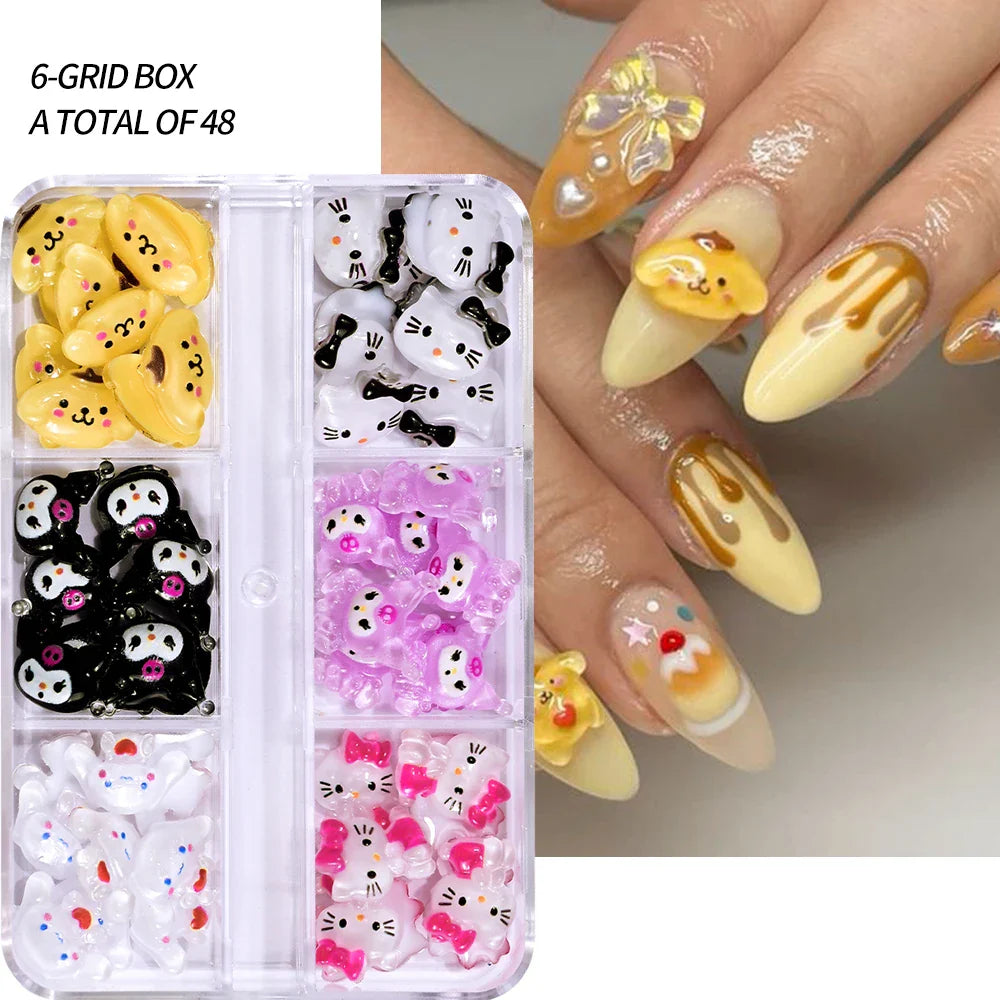 35/50/70/240pcs Cute Sanrio Nail Art Jewelry Decoration Kawaii Hello Kitty Kuromi Rhinestone Charms For Nail Y2K Manicure Crafts