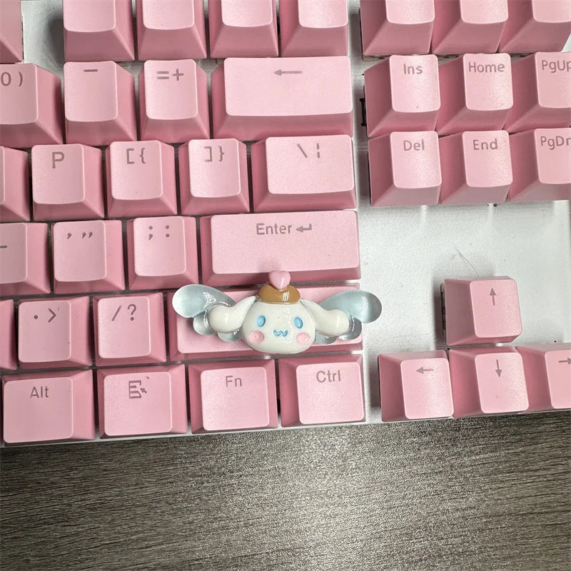 DIY Cute Cartoon Hello Kt Kuromi Keycap 6.25u Spacebar Gaming Mechanical Keyboard Cross Axis Pink White Keycap 2.75 Shift Keycap