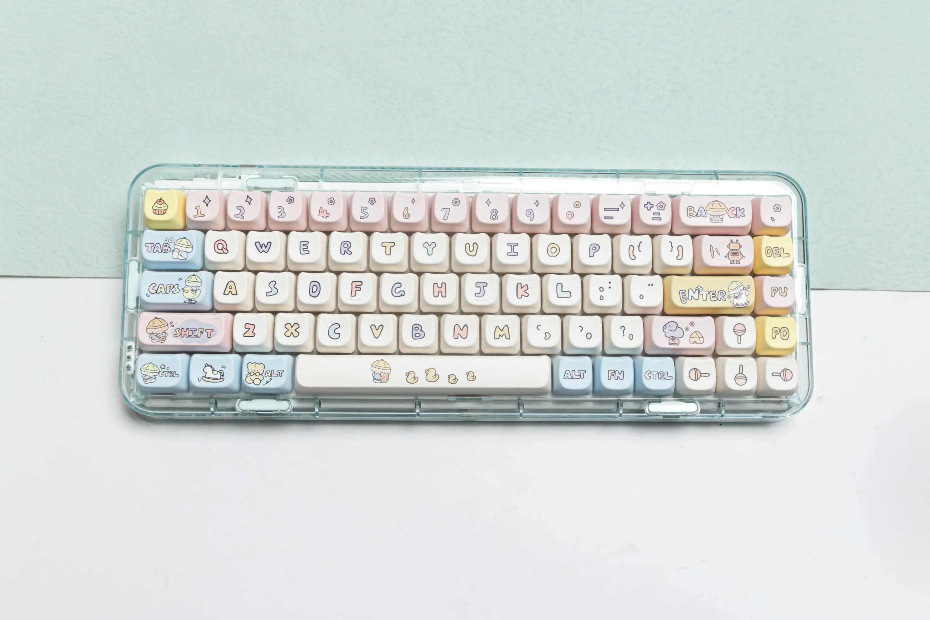JCM MAO Profile Ear KeyCap Kindergarten Picabara Anime Cute Cat Keycaps for MX Switch Gaming Mechanical Keyboard GK75