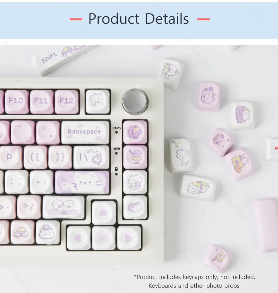 95/132 Keys Cartoon Keycaps PBT Hakimi Dog Cats Keycap MOA Profile Dye Sublimation Keycap For Mechanical Gaming Keyboard