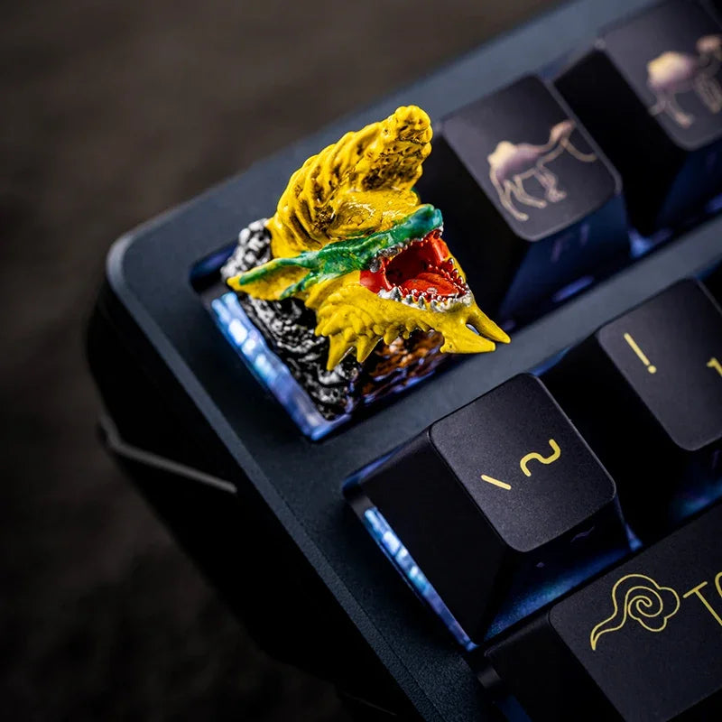MonsterHunter Dragon Point Keycaps Anime Artisan Keyboard Cap Zinogre 3D Custom Gaming Decoration KeyCap for Mechanical Keyboard
