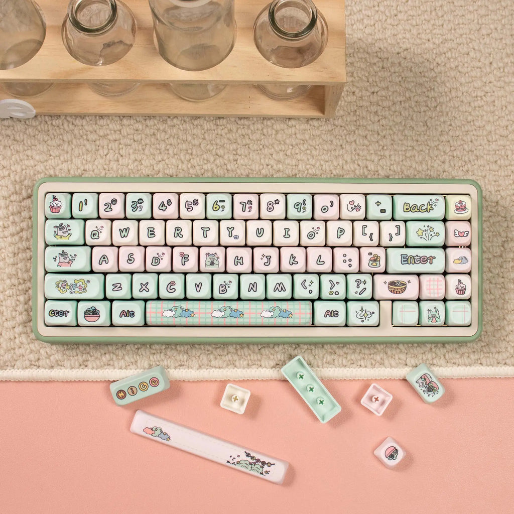 Cats and Puppies Keycaps MOA Profile Thermal Sublimation PBT Keycaps Personalized Cute Keycap For 64/104/108 Mechanical keyboard