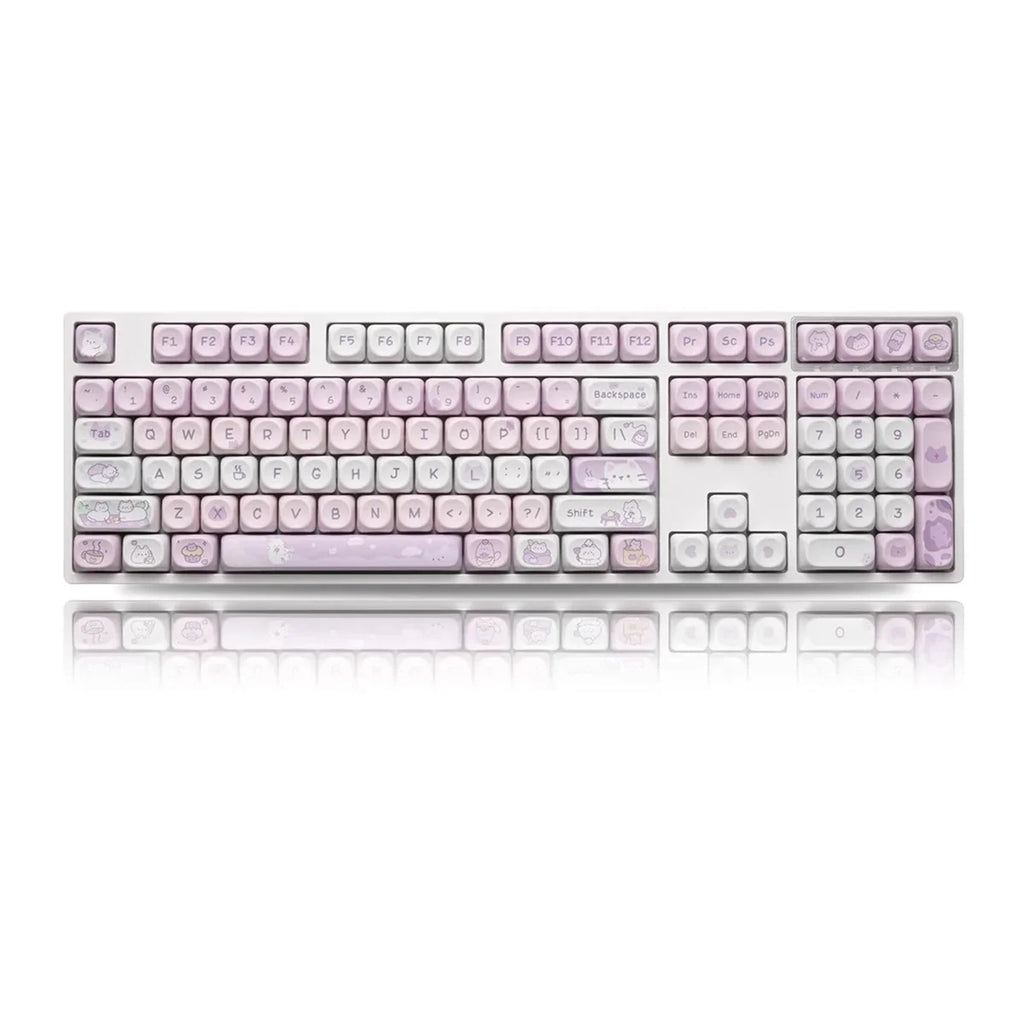 95Keys MOA Profile Cat Theme PBT Key Caps Pink Blue Puppy Cute  Keycaps for GK61 RK836 MX Switches Mechanical Keyboard