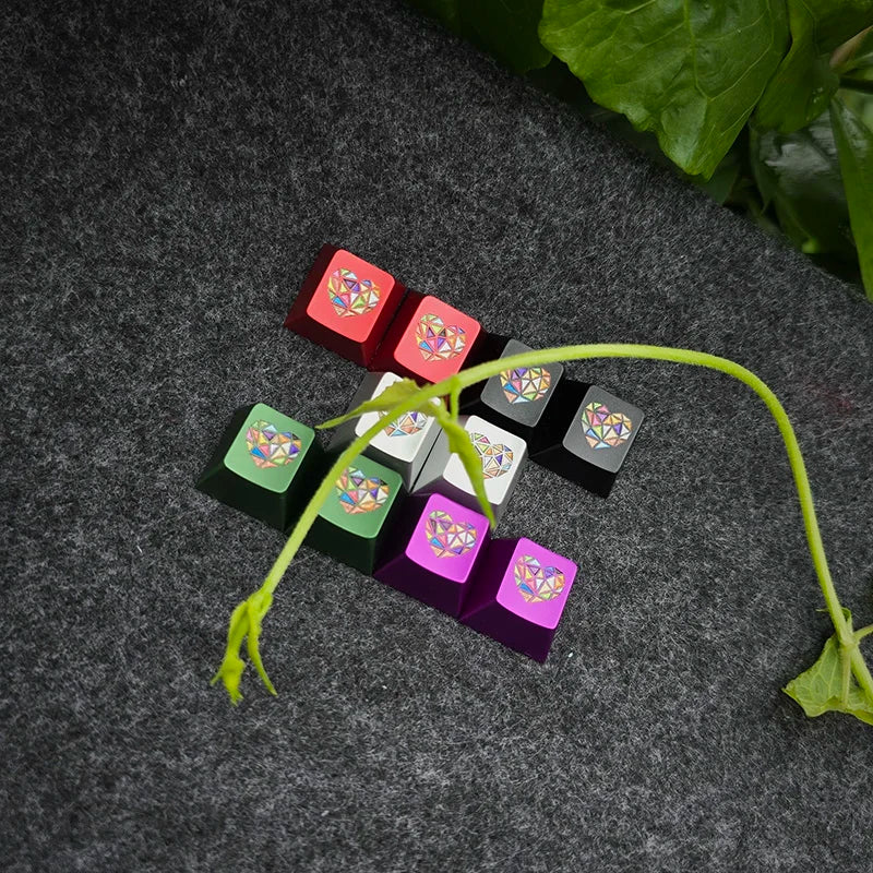 Glass Heart Keycap Custom Point Aluminum Alloy Color Glass Artisan Key Cap Cherry Profile MX Switch Mechanical Keyboard Keycap