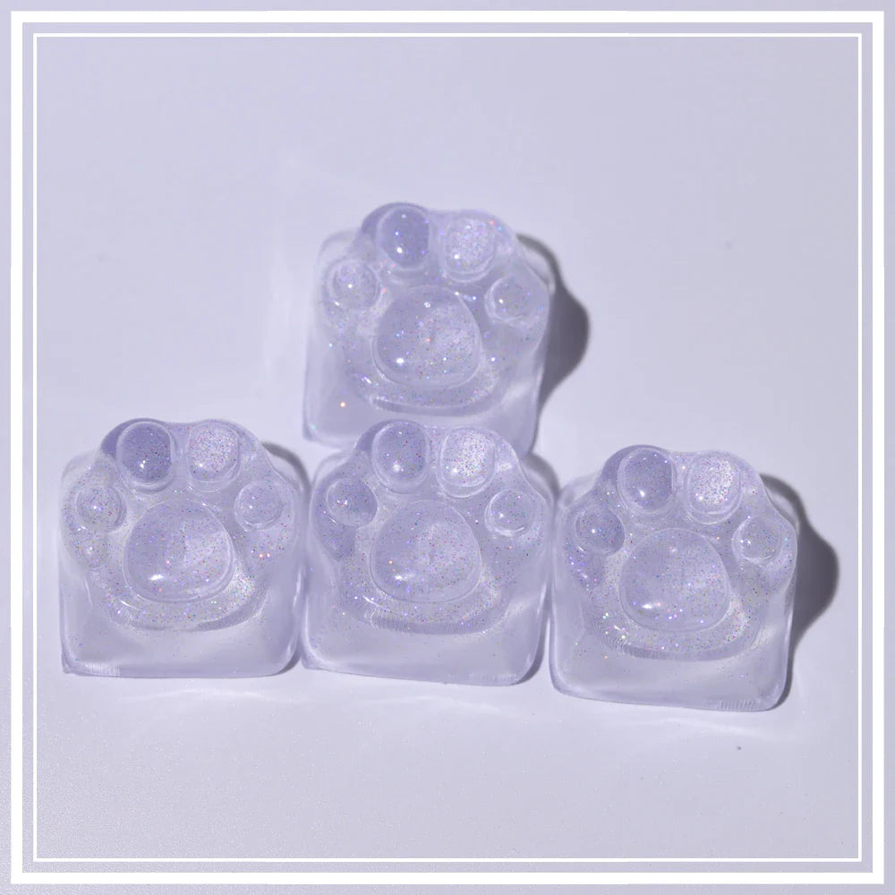 Purple Translucent Cat Paw Anime Kawaii Cute Keycap Cross Axis Backlit RGB Mechanical Keyboard Pink Cyan Custom ESC WASD Cap