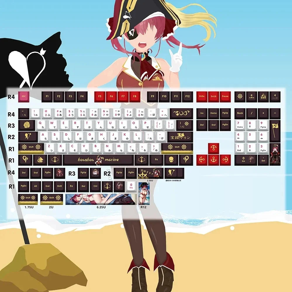 Hololive Vtuber Keycaps Tokoyami Towa Keycap PBT DYE Sublimation Cherry MX Cross Axis Switch Keycap for Mechanical Keyboard