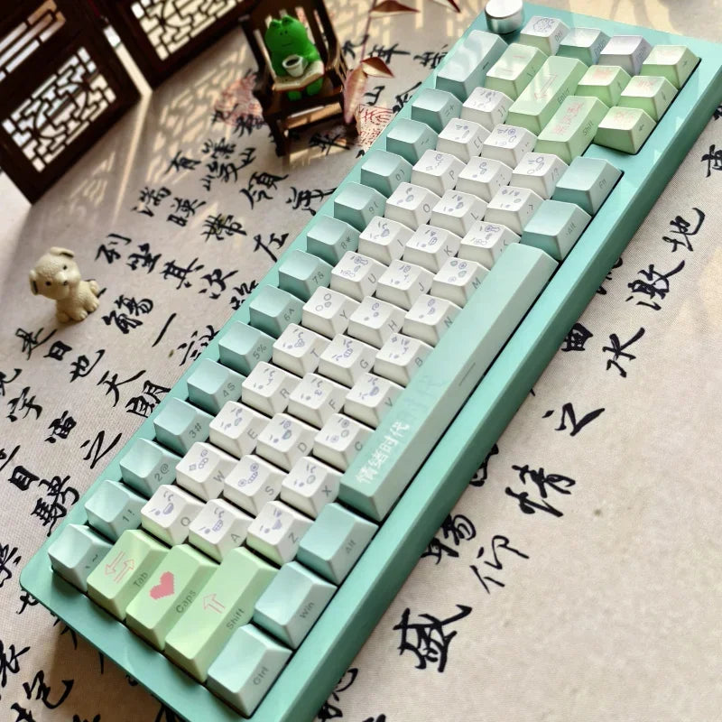 Emotional Era Theme Keycaps Thermal Sublimation PBT Cherry Profile Side Carving Key Caps Adapter Cross Shaft Mechanical Keyboard