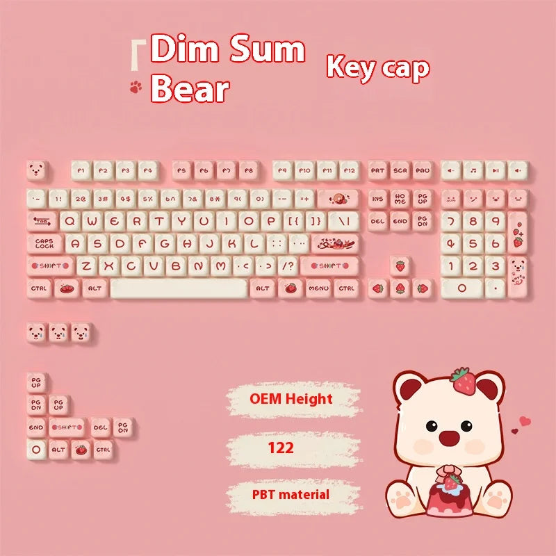 AKKO cute bear head theme keycaps PBT material two-color injection molding school office mechanical keyboard keycaps