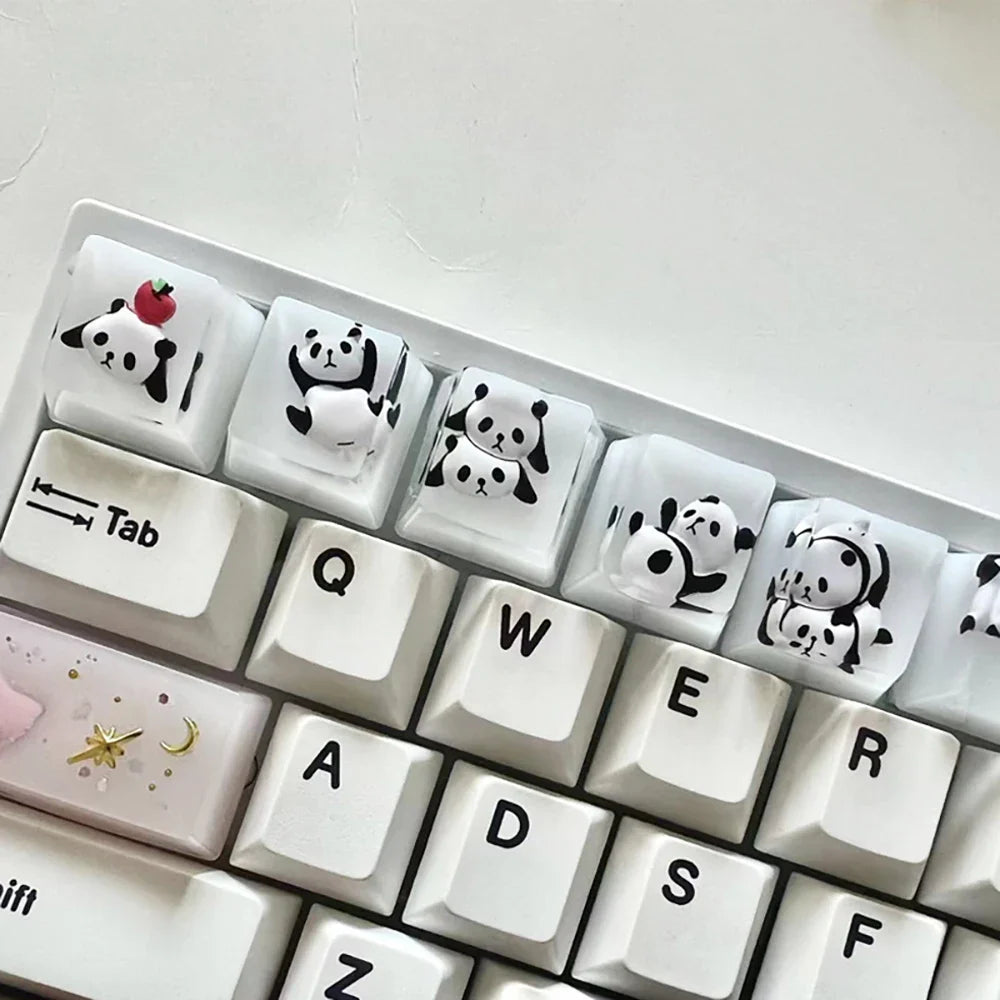 1Pcs Cute Panda Pattern Keycap Resin Handmade Decoration Personality Esc R4 OEM Cute key cap mold Keycap for Mechanical Keyboard