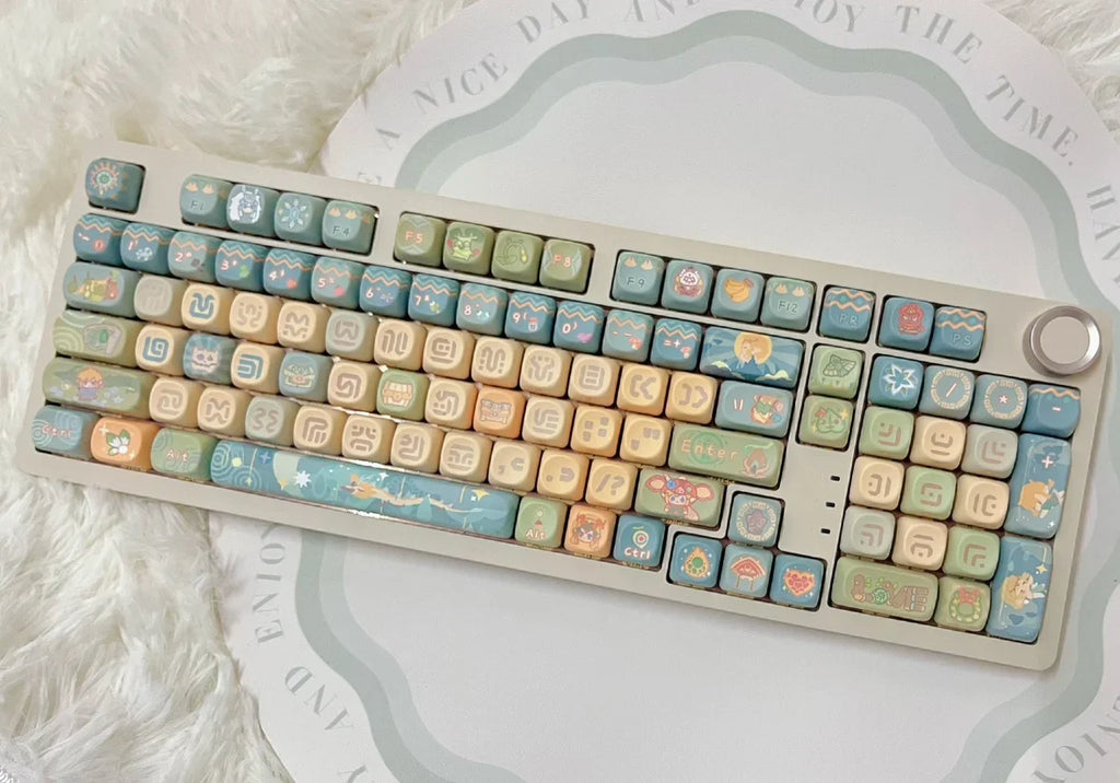 Dragon Tears Keycaps MOA/SOA Keycap Customized Cute Keycaps PBT Original Artist Green Keycap for Alice/ANSI Mechanical Keyboard