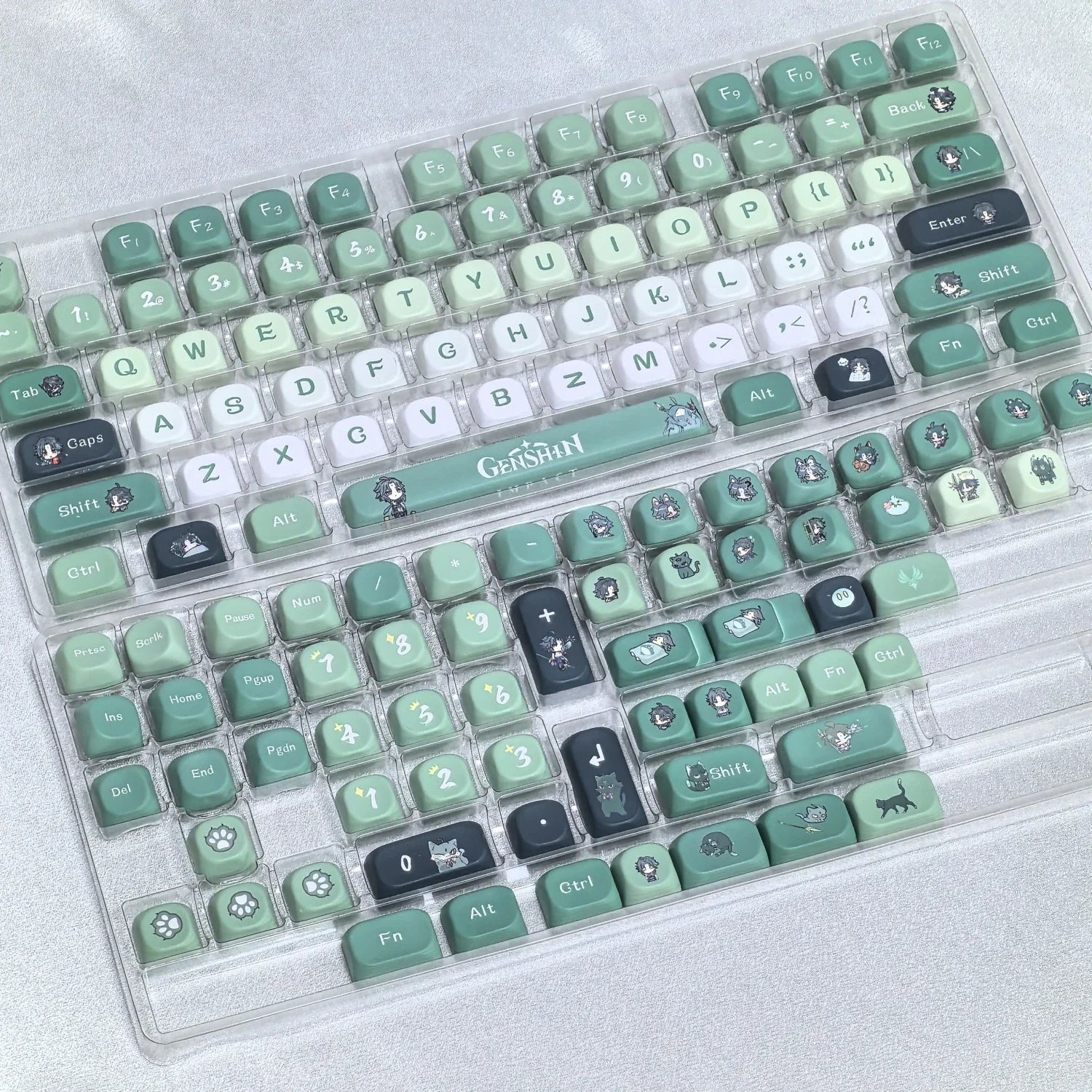 Genshin Impact Theme Xiao Keycaps MOA Profile PBT Sublimation Mechanical Keyboard Caps Cartoon Character Gamer XIAO Keycap