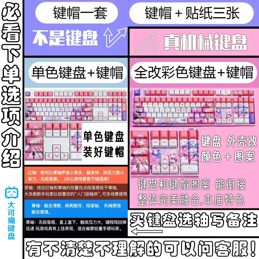Miku Keycaps  Cute Custom Keycaps PBT Cherry Profile Key Cap Kawaii Anime Translucency Key Caps for Mechanical Keyboard Gifts
