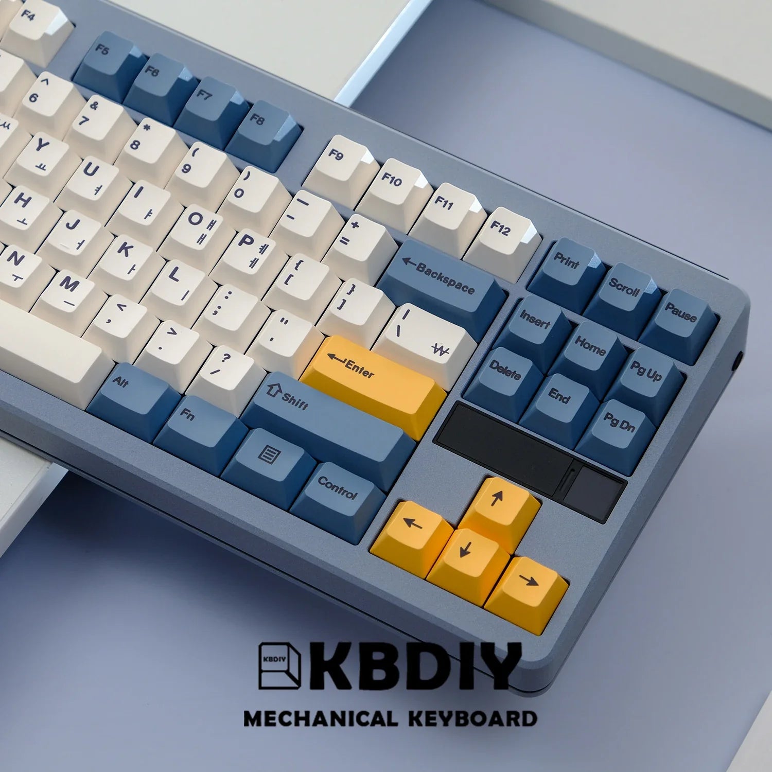 KBDiy 145 Keys/Set PBT Apricot Yellow Keycap Korean Cherry Profile Keycaps for Mechanical Keyboard 7U DIY Custom for GMK67 GMK75