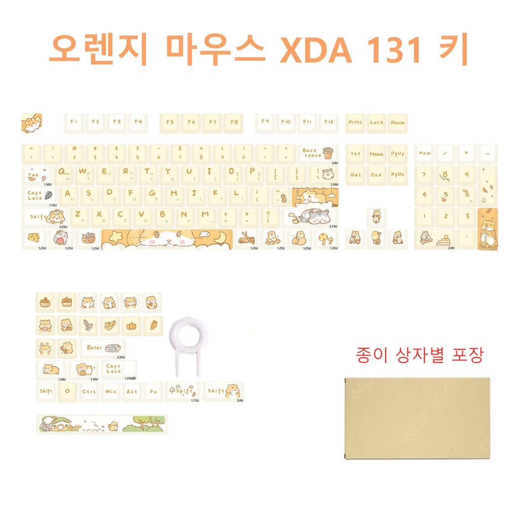 Orange squirrel Gray Rat Theme Keycap XDA Profile Key cap English Korean for 61/64/68/84/87/96/98/104 Mechanical Keyboard Keycap