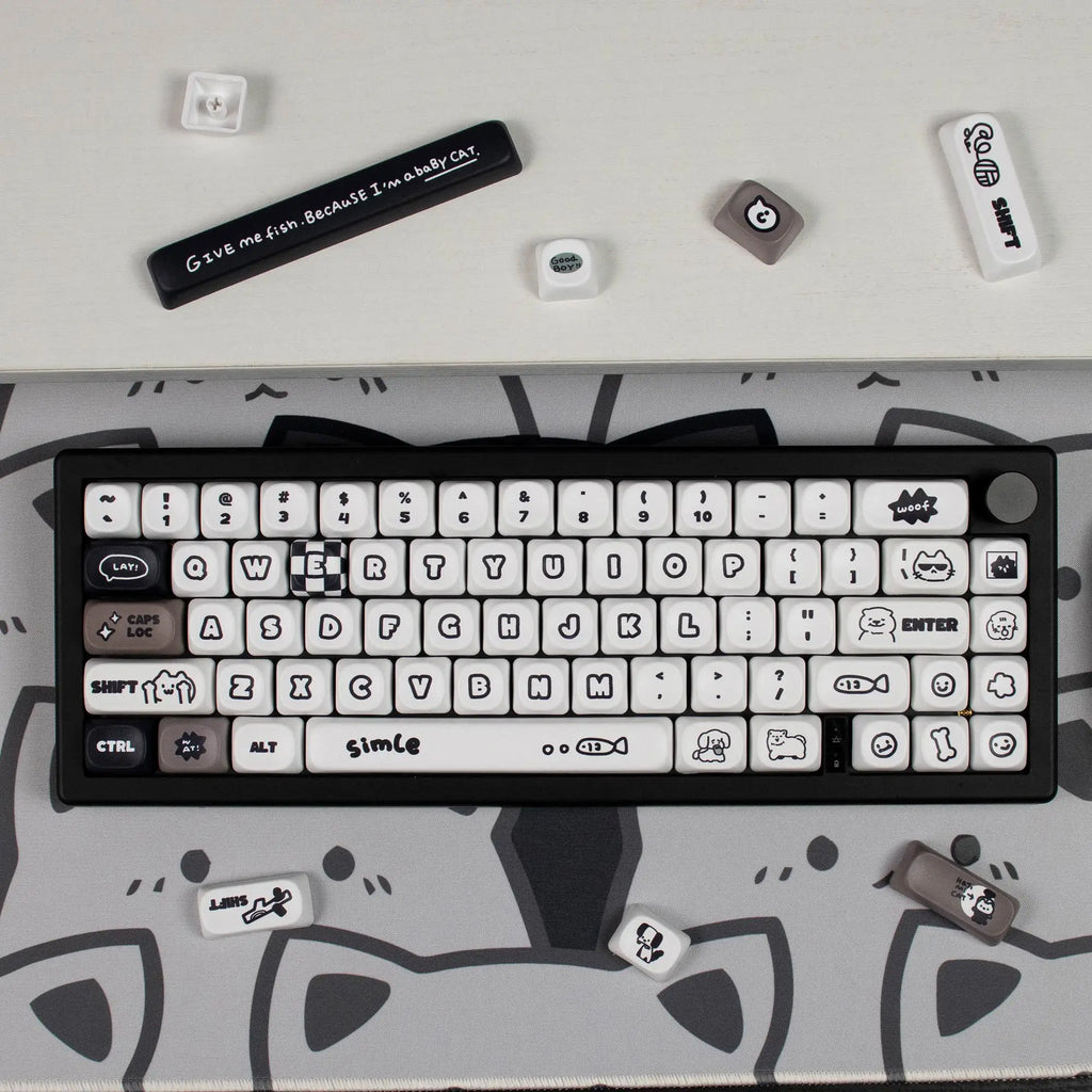 Cats and Puppies Keycaps MOA Profile Thermal Sublimation PBT Keycaps Personalized Cute Keycap For 64/104/108 Mechanical keyboard