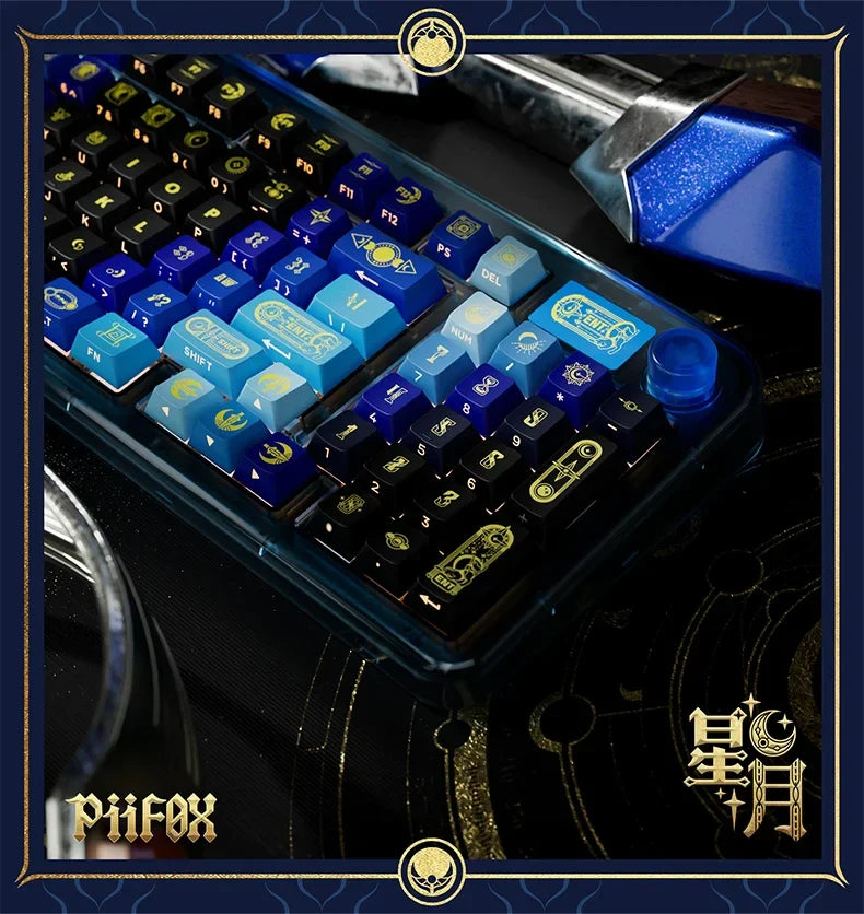 PIIFOX PBT OEM Thermal Sublimation Keyboard Keycaps 130 Keys Mirana Translucent Side  Customized Sculpture Accessories Esports