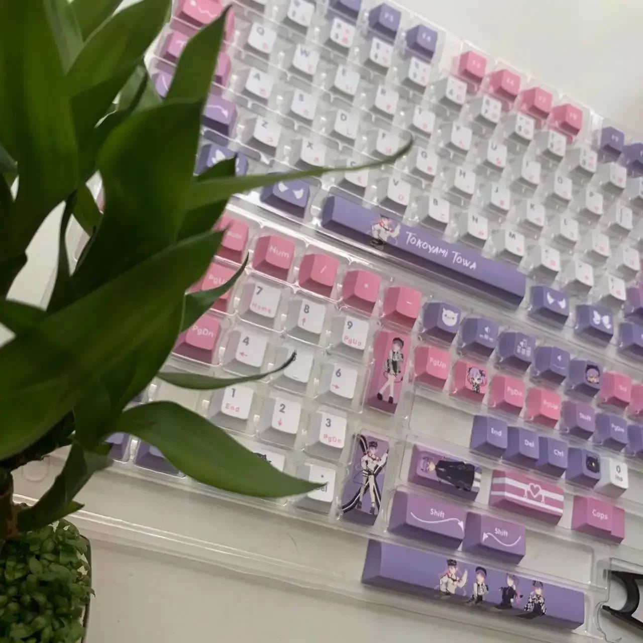 Hololive Vtuber Keycaps Tokoyami Towa Keycap PBT DYE Sublimation Cherry MX Cross Axis Switch Keycap for Mechanical Keyboard